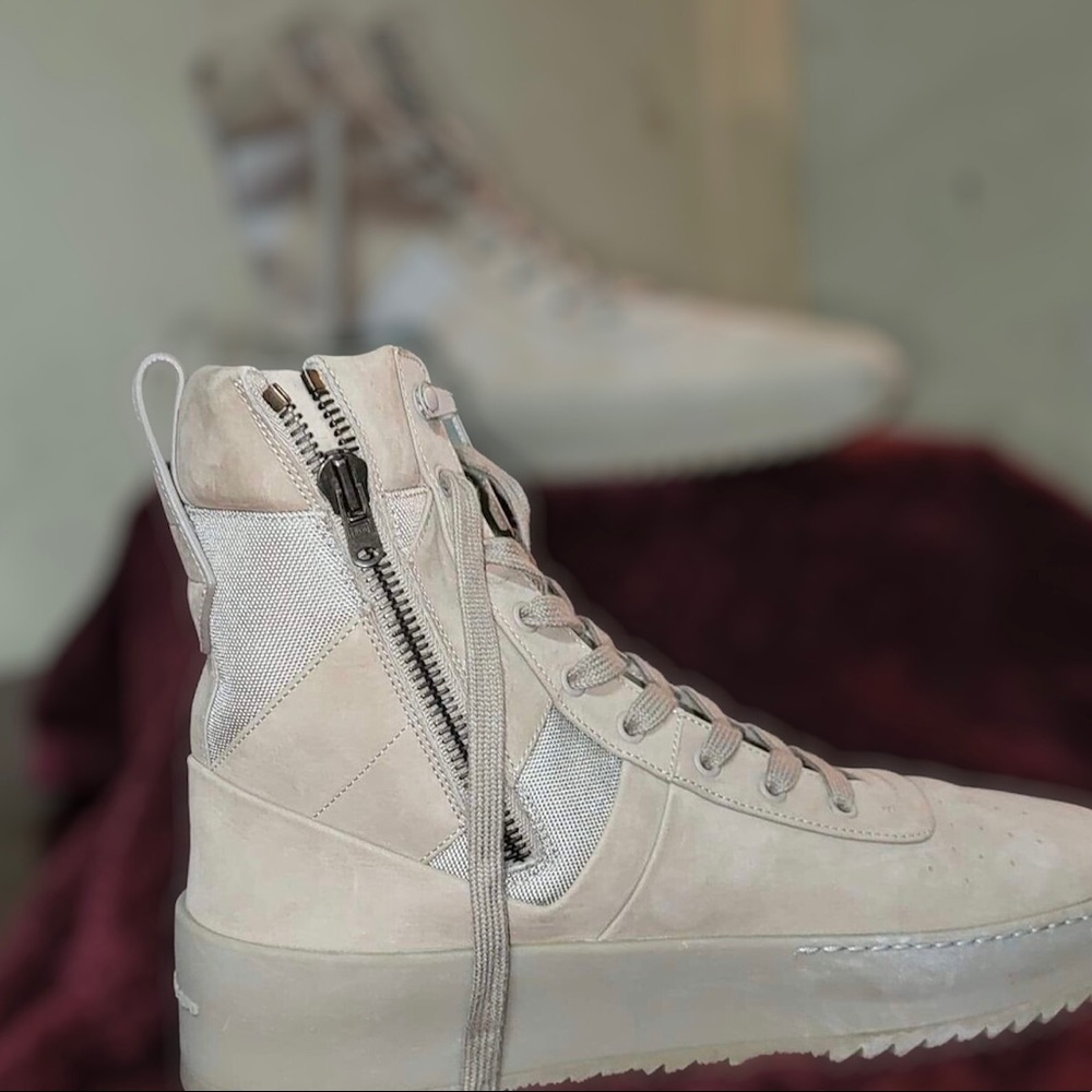 Fear Of God Men's Leather High-Top Military Sneakers, Beige